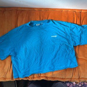 Wrangler WOMEN'S '90S CROP LOGO TEE Size: L Color: Carribean Sea